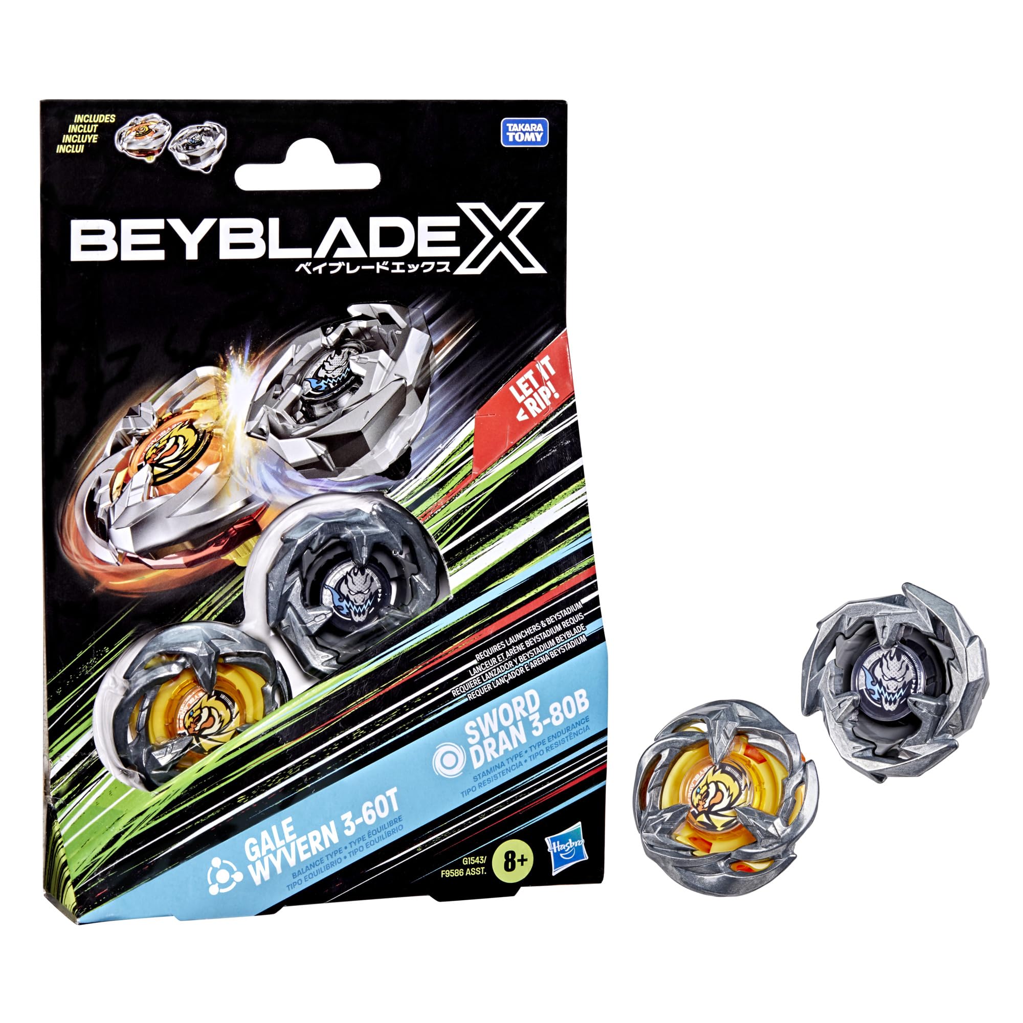 Foto 2 pulgar | Paquete Doble De Beyblade X Gale Wyvern 3-60t Y Sword Dran 3-80b - Venta Internacional.