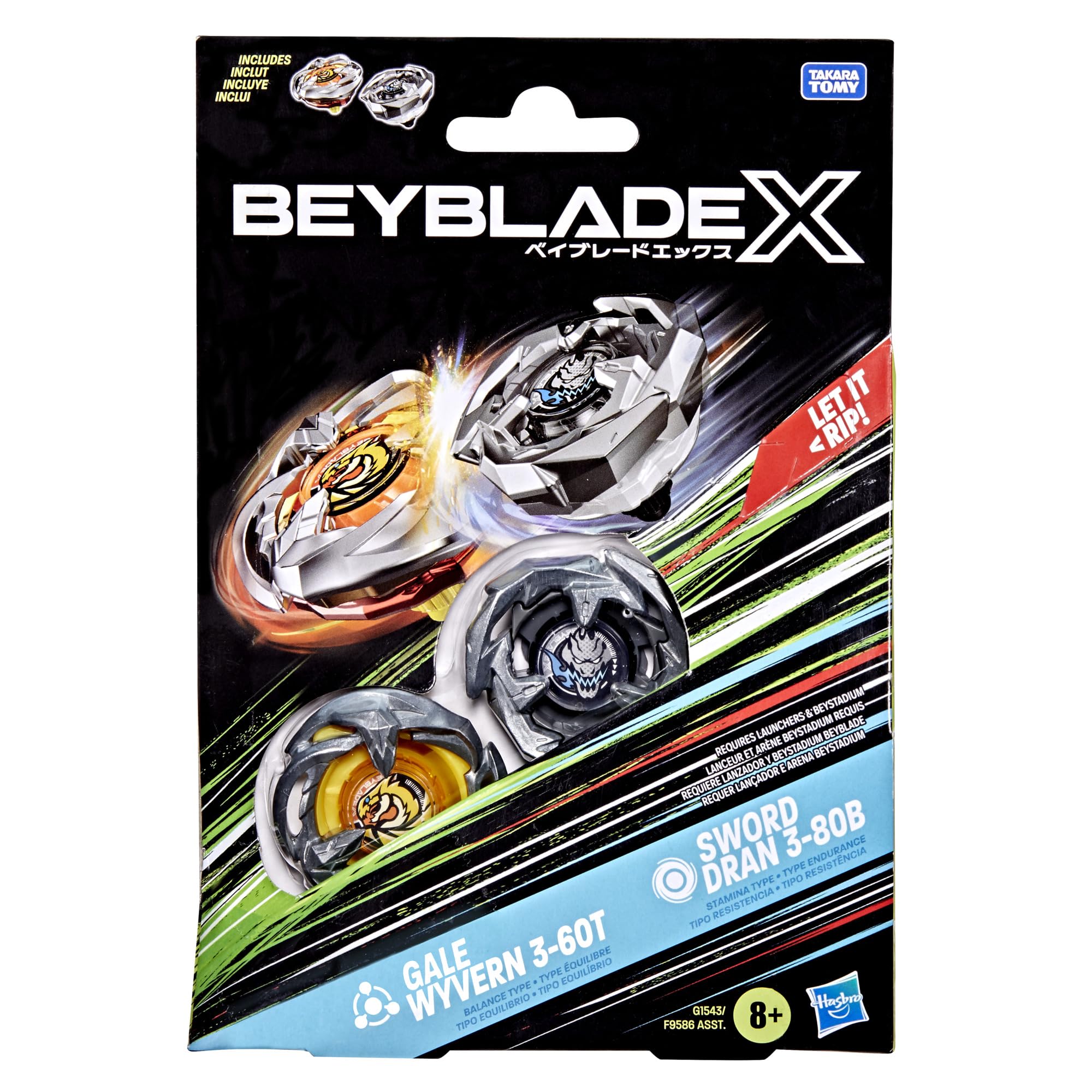 Foto 4 pulgar | Paquete Doble De Beyblade X Gale Wyvern 3-60t Y Sword Dran 3-80b - Venta Internacional.