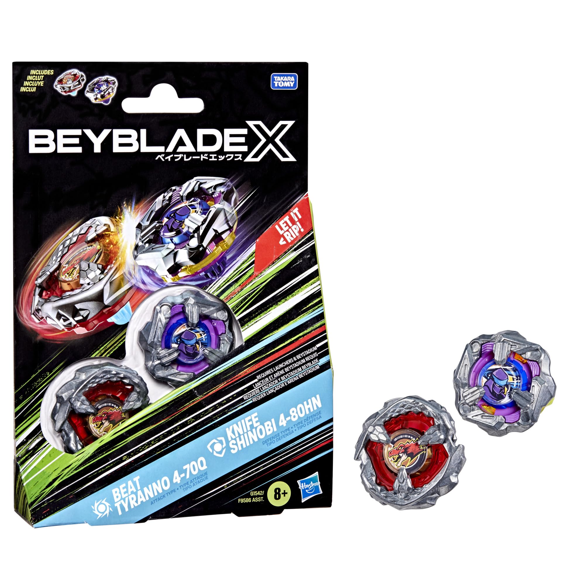 Foto 2 pulgar | Juguete Beyblade X Beat Tyranno 4-70q Y Cuchillo Shinobi 4-80hn - Venta Internacional.