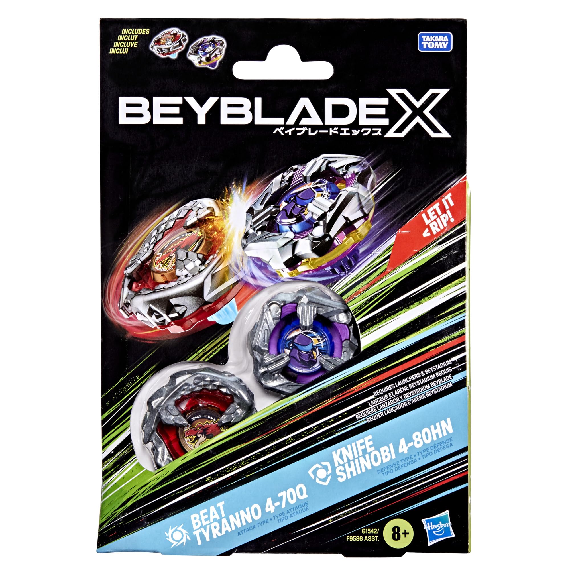 Foto 4 pulgar | Juguete Beyblade X Beat Tyranno 4-70q Y Cuchillo Shinobi 4-80hn - Venta Internacional.