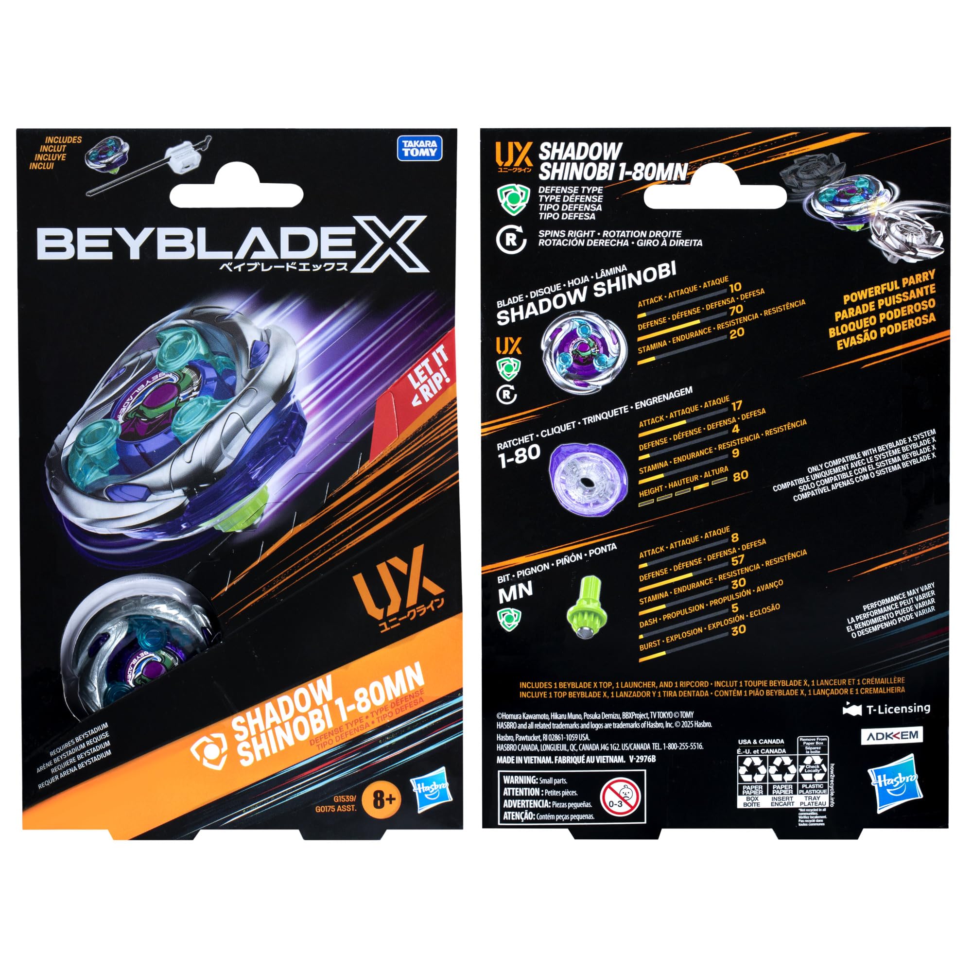 Foto 7 pulgar | Paquete De Inicio Beyblade X Shadow Shinobi 1-80 Mn Ux Con Lanzador - Venta Internacional.