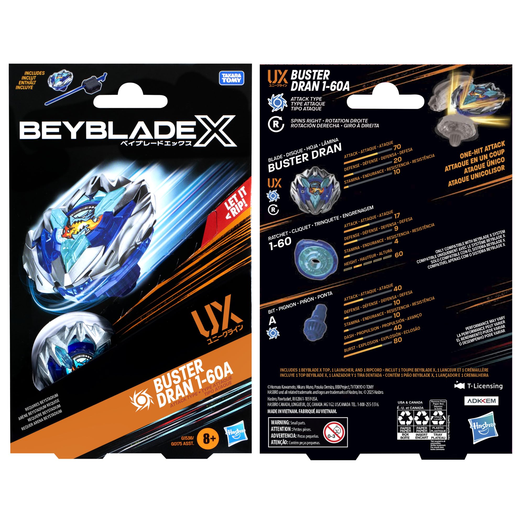 Foto 6 | Set De Paquete De Inicio Beyblade X Buster Dran 1-60a Ux Con Lanzador - Venta Internacional.