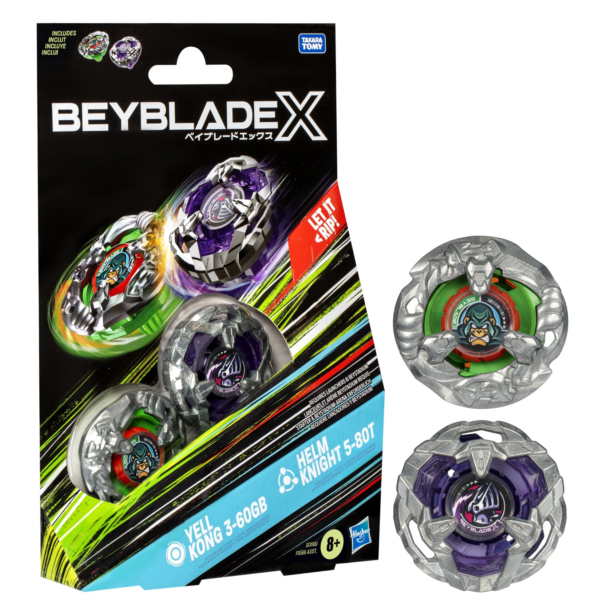 Foto 2 pulgar | Juego Beyblade, Paquete Doble, Yell Kong, 60 Ml, Y Helm Knight, 80 G - Venta Internacional.