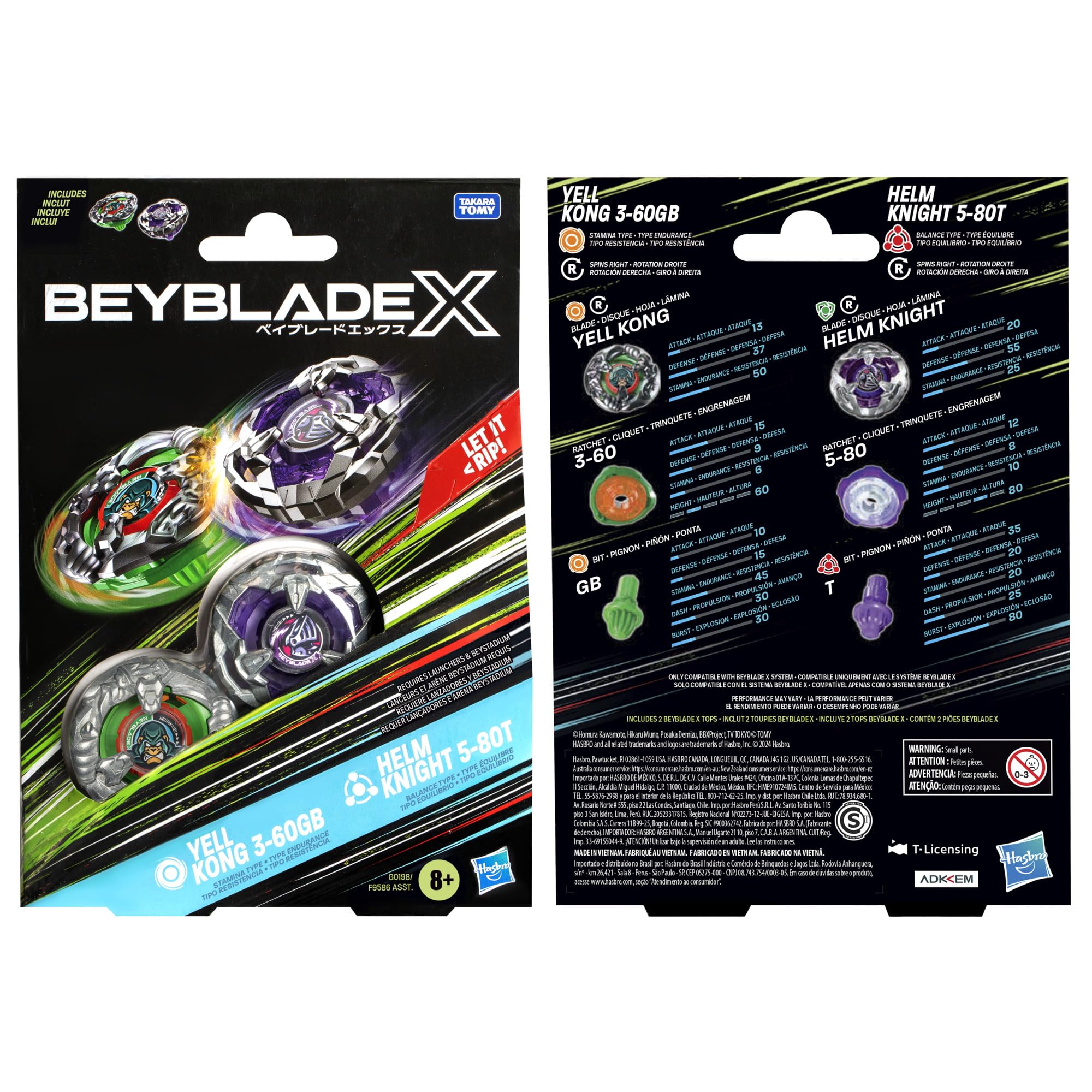 Foto 6 pulgar | Juego Beyblade, Paquete Doble, Yell Kong, 60 Ml, Y Helm Knight, 80 G - Venta Internacional.