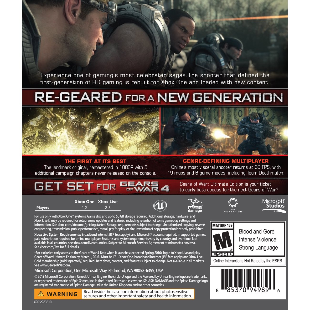 Foto 3 pulgar | Videojuego Xbox One Gears Of War: Ultimate Edition - Venta Internacional.