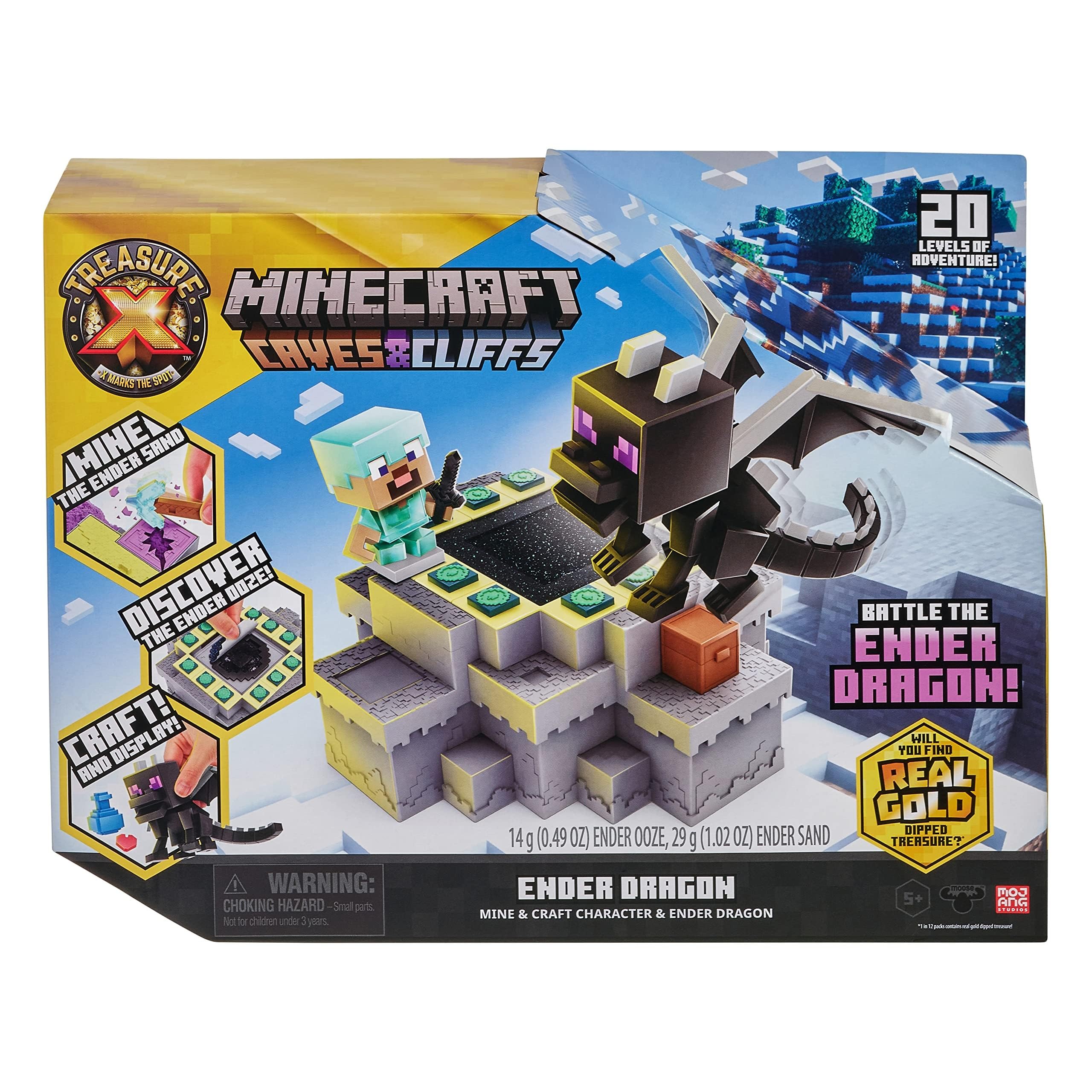 Foto 5 pulgar | Toy Akedo Treasure X Minecraft Cuevas Y Acantilados Ender Dragon - Venta Internacional.