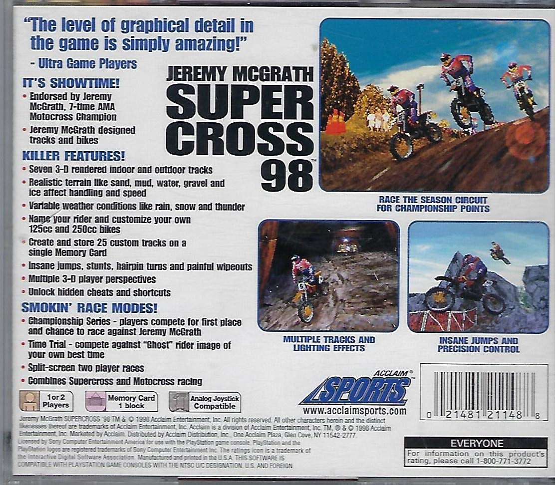 Foto 3 pulgar | Reacondicionado Videojuego Sony Playstation Jeremy Mcgrath Supercross 98 - Venta Internacional.