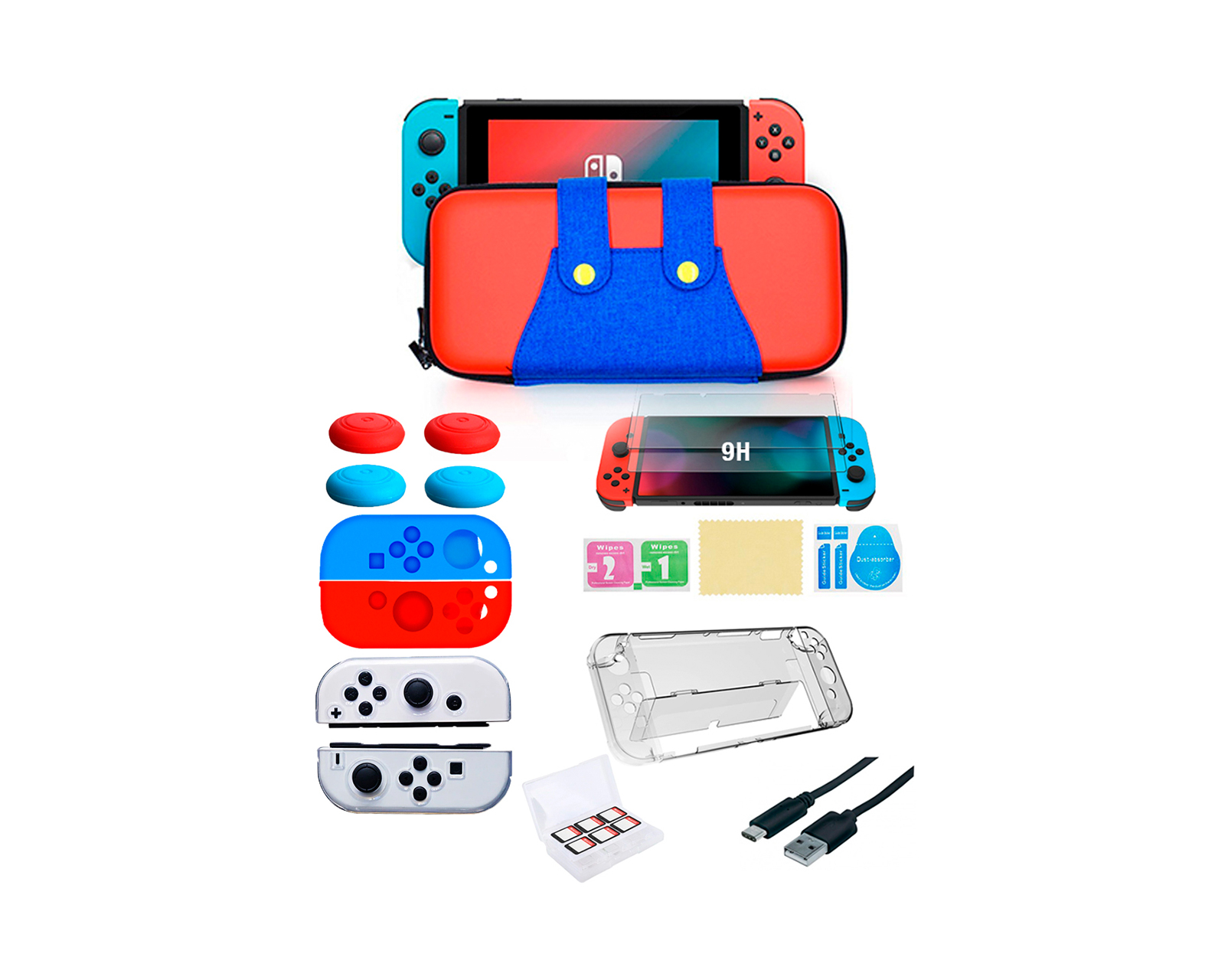 Foto 2 pulgar | Estuche 16 en 1 Overol Icónico Compatible con Nintendo Switch Oled, Kit de Accesorios para Nintendo