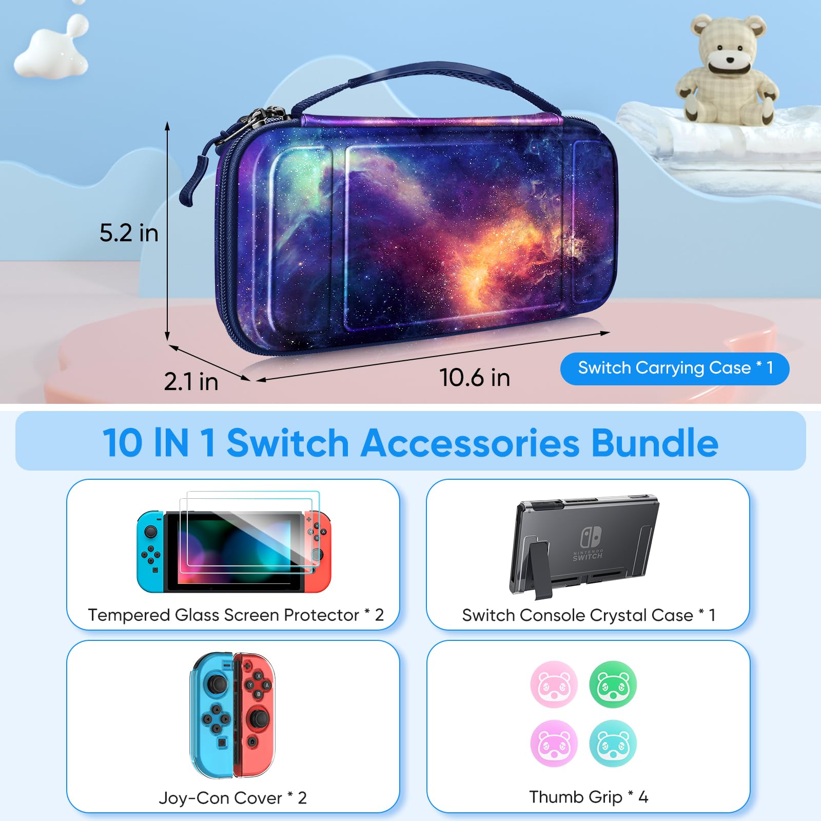 Foto 3 pulgar | Paquete De Accesorios Fintie Nintendo Switch 10 En 1 Con Funda Y Más - Venta Internacional.