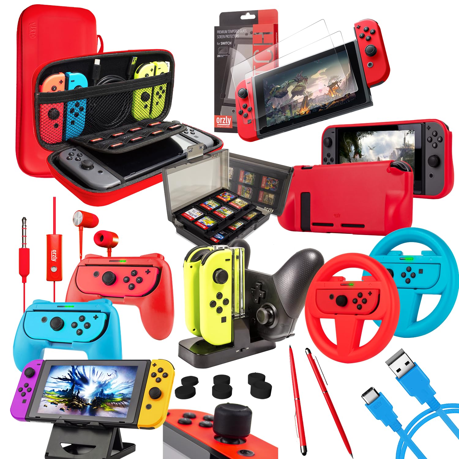 Paquete De Accesorios Orzly Compatible Con Nintendo Switch Y Oled - Venta Internacional.