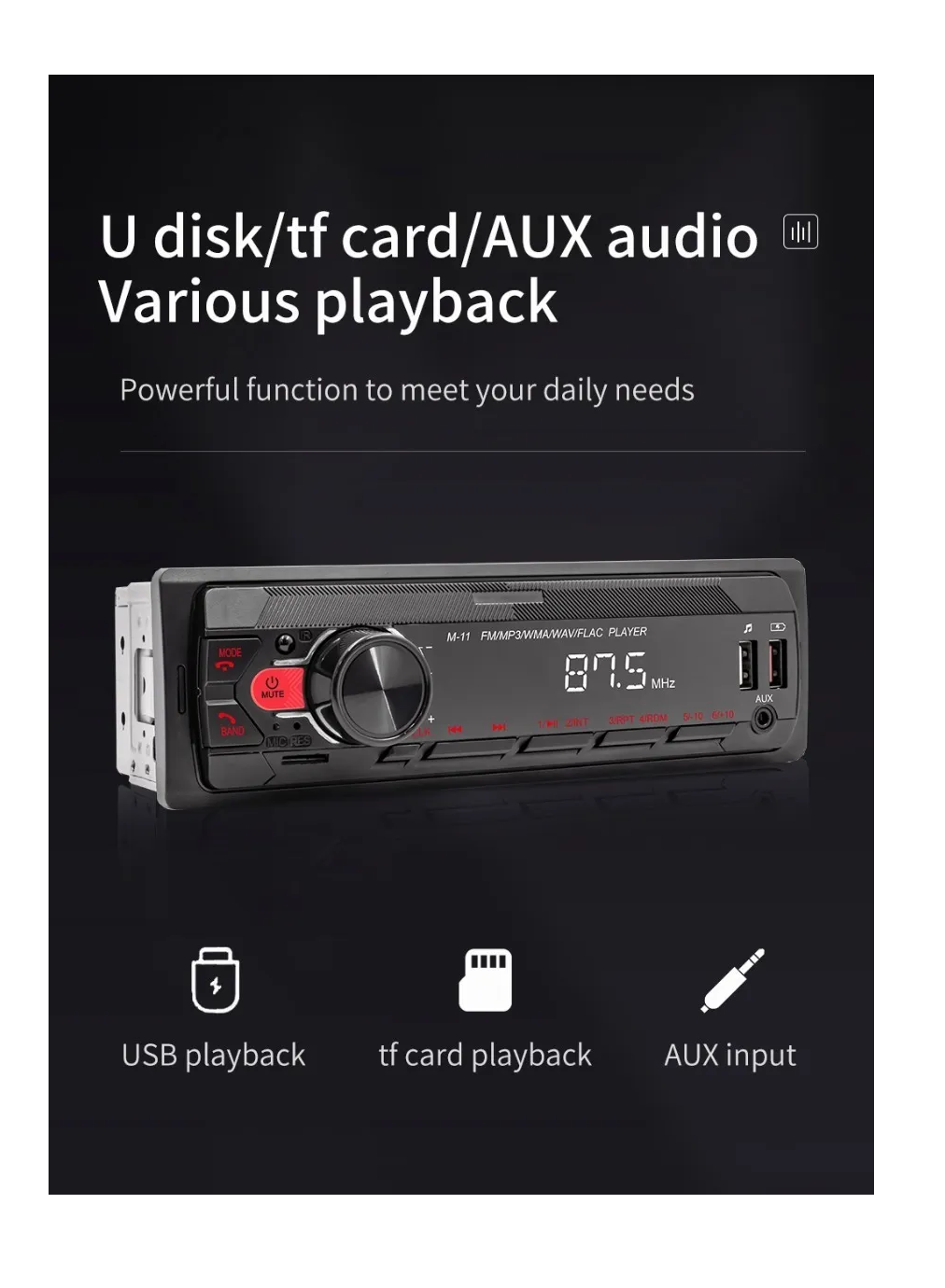 Foto 4 pulgar | Estéreo para Auto Fnbrli con Mp3 2 Usb Bluetooth 1 Din