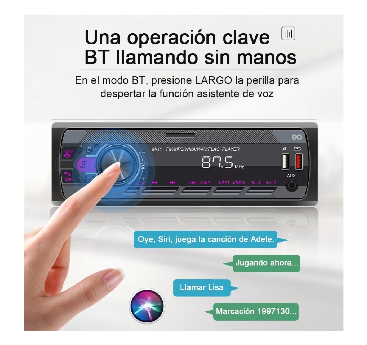 Foto 3 pulgar | Autoestéreo Reproductor MP3 Radio con BT Aux USB SD Eo Safe Imports ESI-2295-1 Negro