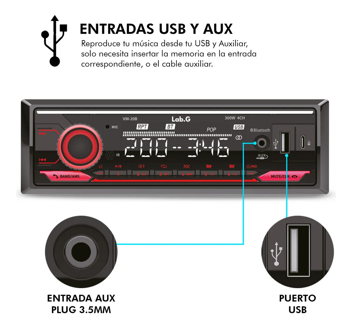 Foto 4 pulgar | ''autoestereo 1 Din Bluetooth Soundstream Vm-20b Usb Tipo C Aux Fm Rgb Negro ''