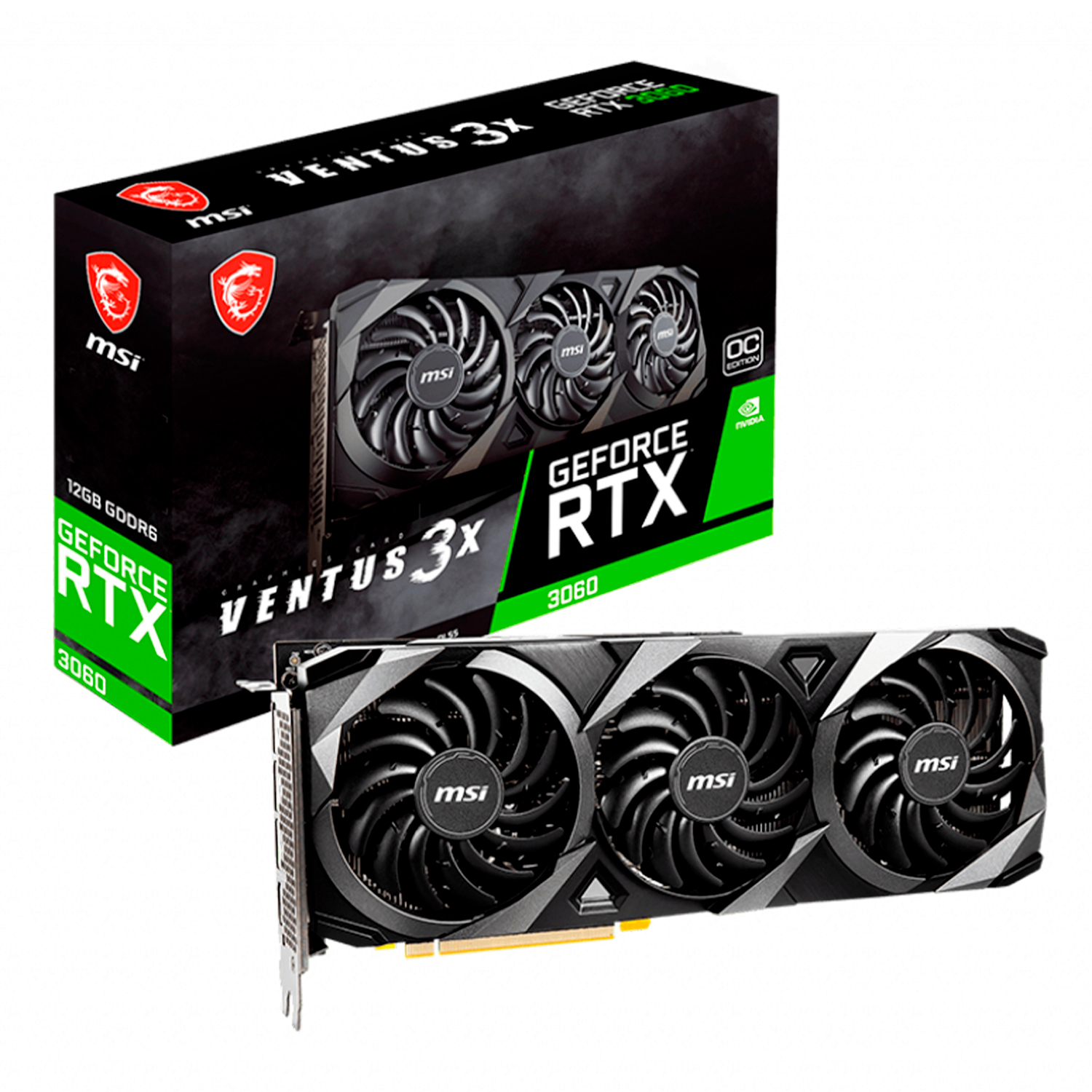 Foto 2 pulgar | Tarjeta de Video Msi Geforce Rtx 3060 Ventus 3x 12gb Oc Gddr6 color Negro
