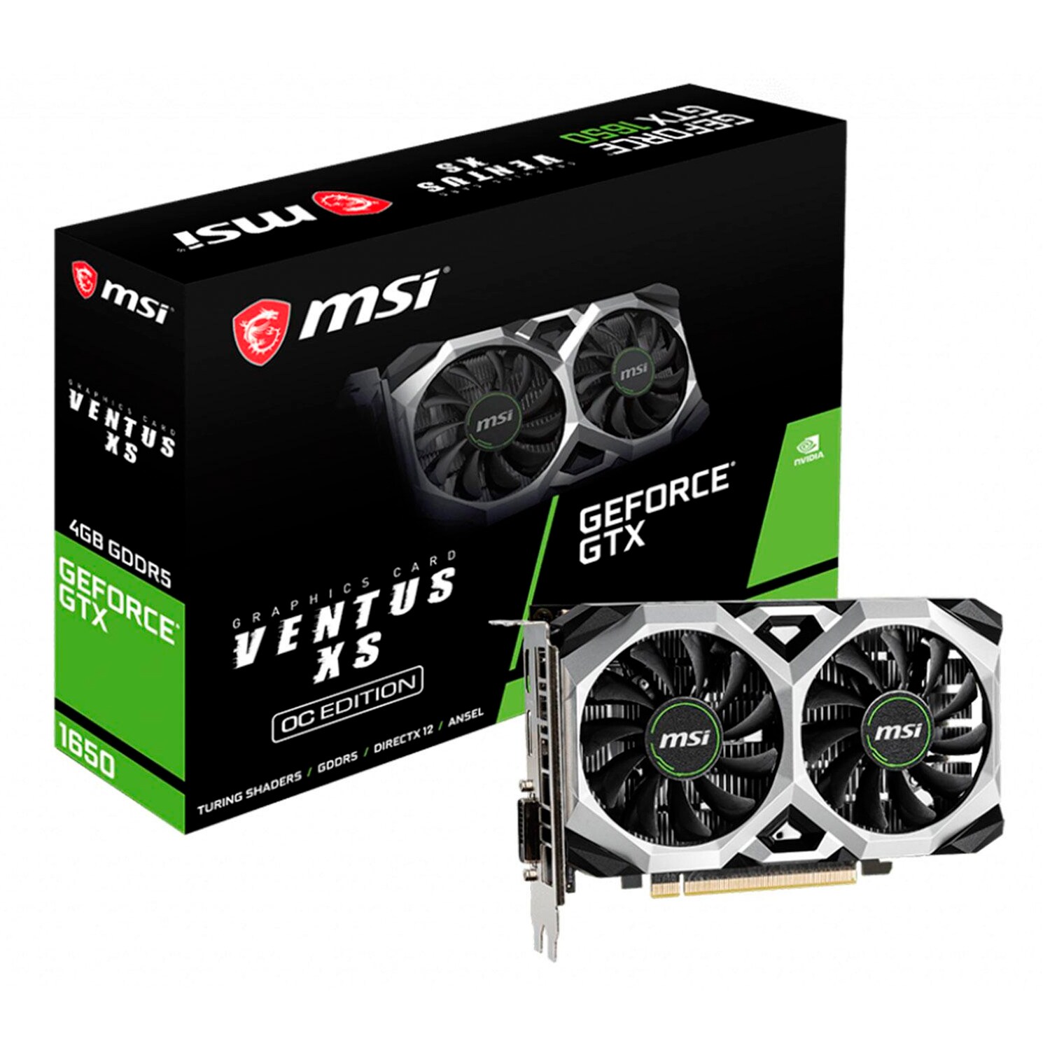 Tarjeta de Video Msi Geforce Gtx 1650 Ventus Xs color Negro 4gb Ddr6 $7,257