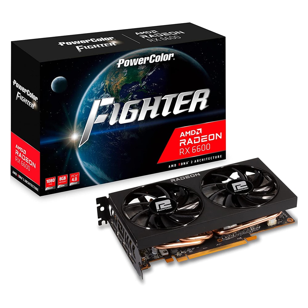 Tarjeta de Video Power Color Radeon Rx 6600 Fighter 8gb Gddr6 Axrx 6600 8gbd6-3dh color Negro $6,105