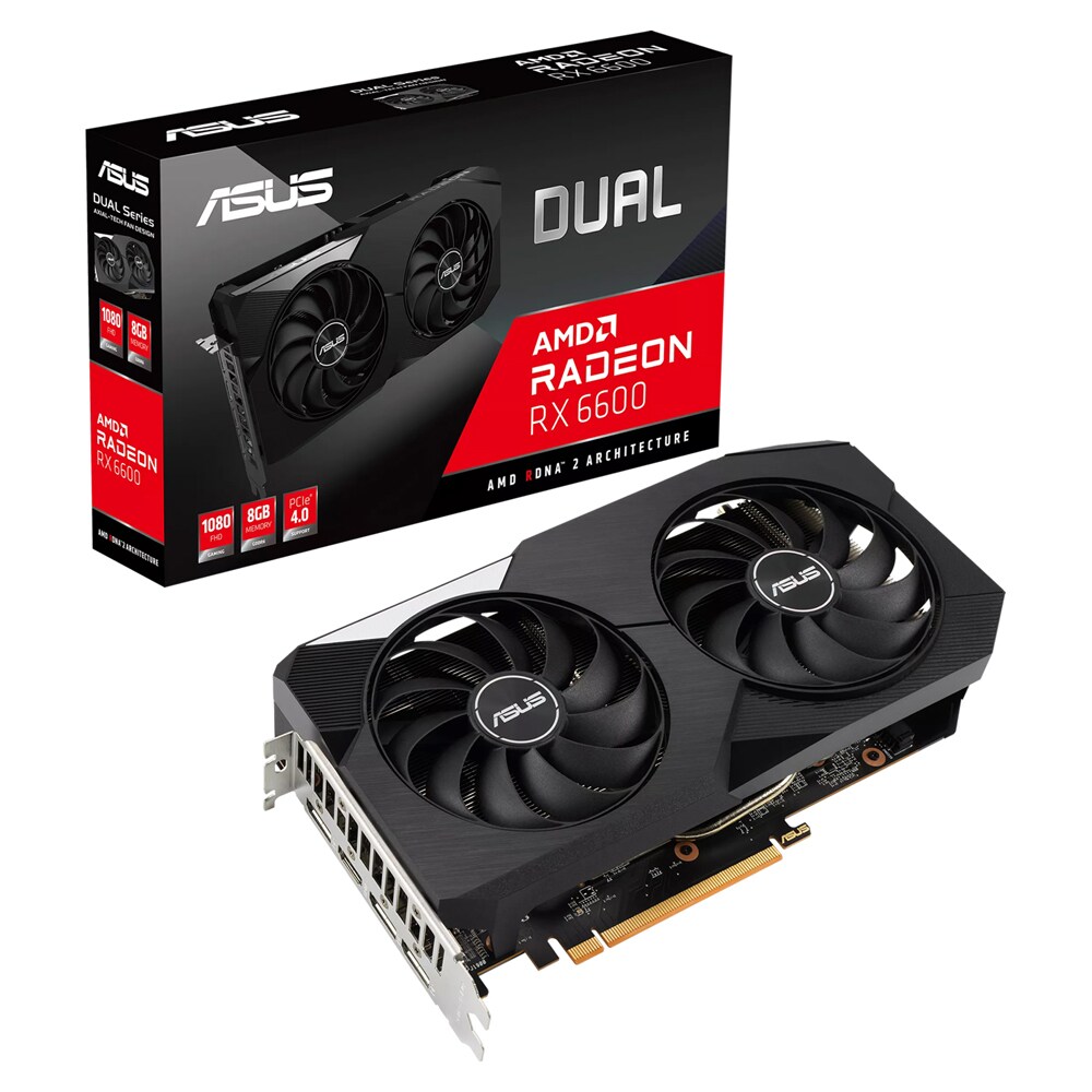 Tarjeta de Video Asus Dual Radeon Rx 6600 8gb Gddr6 Dual-rx6600-8g color Negro $10,121