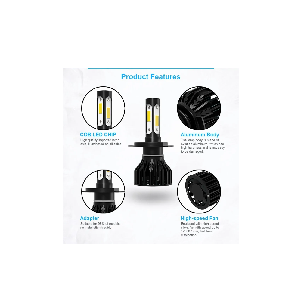 Foto 3 pulgar | Kit de Focos Led 4 Lados 10000lm H4 Hb2 9003 Alta/Baja