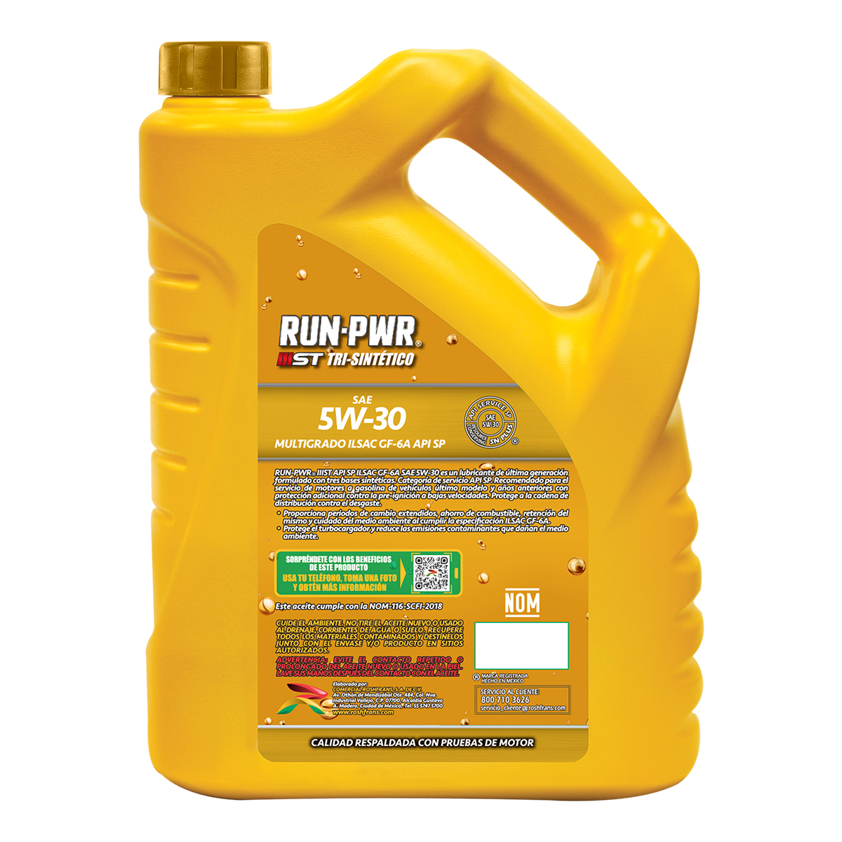 Foto 2 | Aceite Motor Multigrado Roshfrans Tri-sintético Run-pwr 5w-30 - 5 L