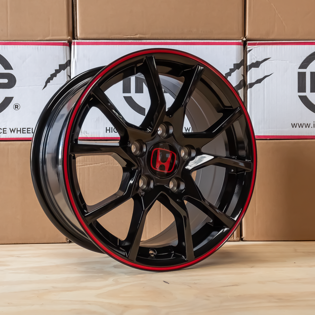 4 Rines 15 5x114.3 Black Red Lip Toyota Camnry Rav4 Sienna Solara Avalon