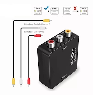 Foto 2 | Adaptador Eo Safe Imports ESI-4279 color Negro RCA VGA a HDMI 1080P Convertidor de Audio y Video