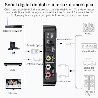 Foto 3 | Bluetooth5.0 Transmisor/receptor Audio Estéreo Eo Safe Imports Esi-4287 color Negro