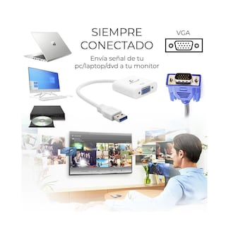 Foto 3 | Convertidor Adaptador De Usb 3.0 A Vga con 25vga Elegate color Blanco