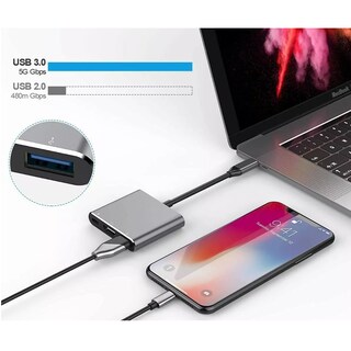 Foto 3 | Adaptador Tipo C A Hdmi 4k Convertidor Hub Usb 3.0 3 En 1eo Safe Imports Esi-5071 Plata