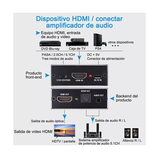 Foto 3 | Hdmi Extractor De Audio Divisor Óptico Spdif Coaxial Eo Safe Imports Esi-5045 Negro