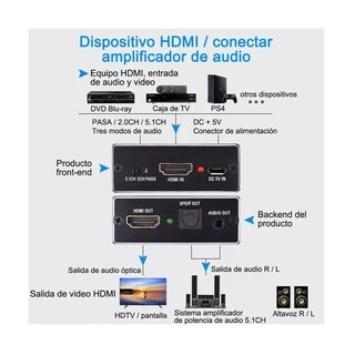 Foto 3 | Hdmi Extractor De Audio Divisor Óptico Spdif Coaxial Eo Safe Imports Esi-5040 Negro