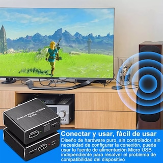 Foto 3 | Extractor de Audio Hdmi 4k 5.1 Spdif Estéreo Convertidor Eo Safe Imports Esi-6358 color Negro