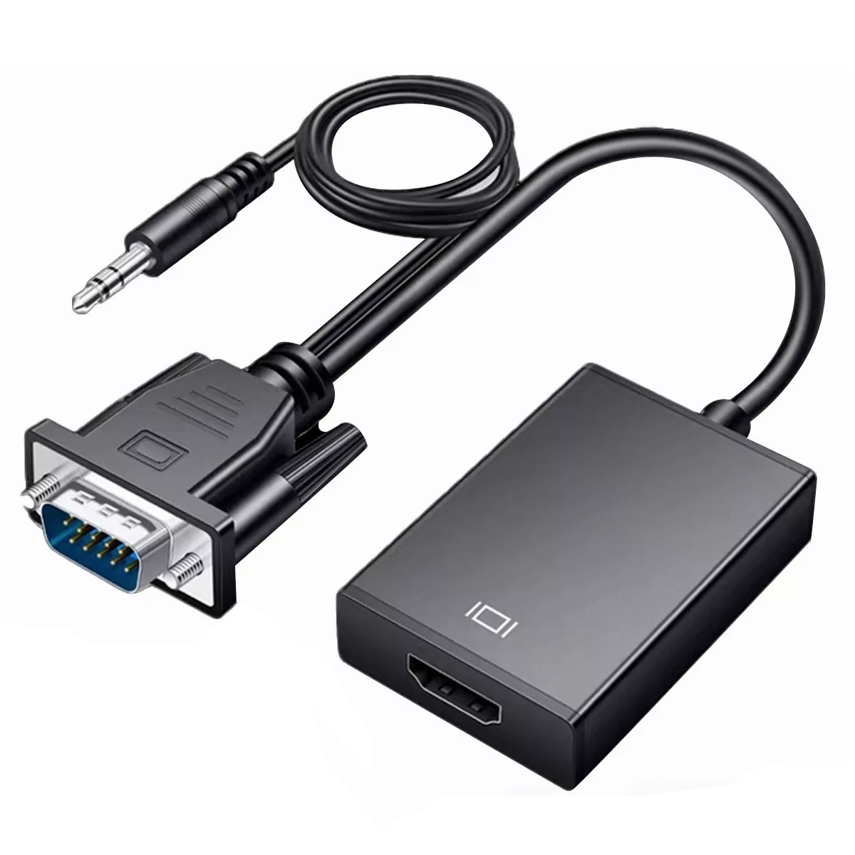 Cable Convertidor Video Vga A Hdmi, Audio Full Hd 1080p Eo Safe Imports Esi-6351 color Negro