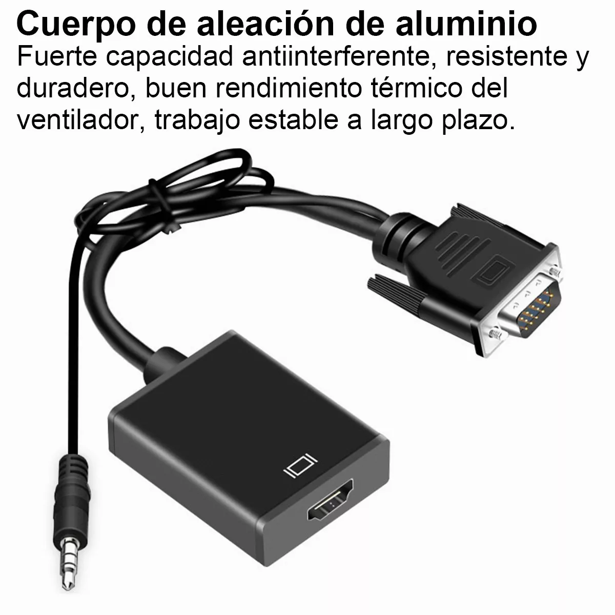 Foto 7 pulgar | Cable Convertidor Video Vga A Hdmi, Audio Full Hd 1080p Eo Safe Imports Esi-6351 color Negro