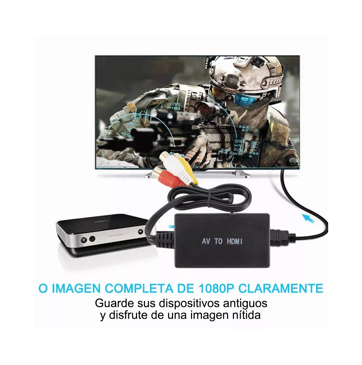 Foto 4 pulgar | Convertidor Av A Hdmi Adaptador Compuesto Negro