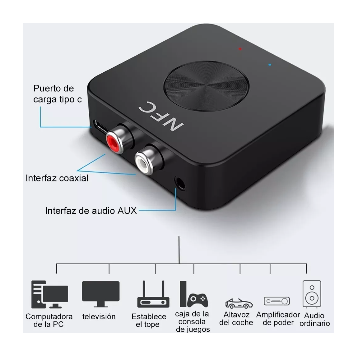 Foto 2 | Receptor de Audio Nfc21 Negro con Bluetooth