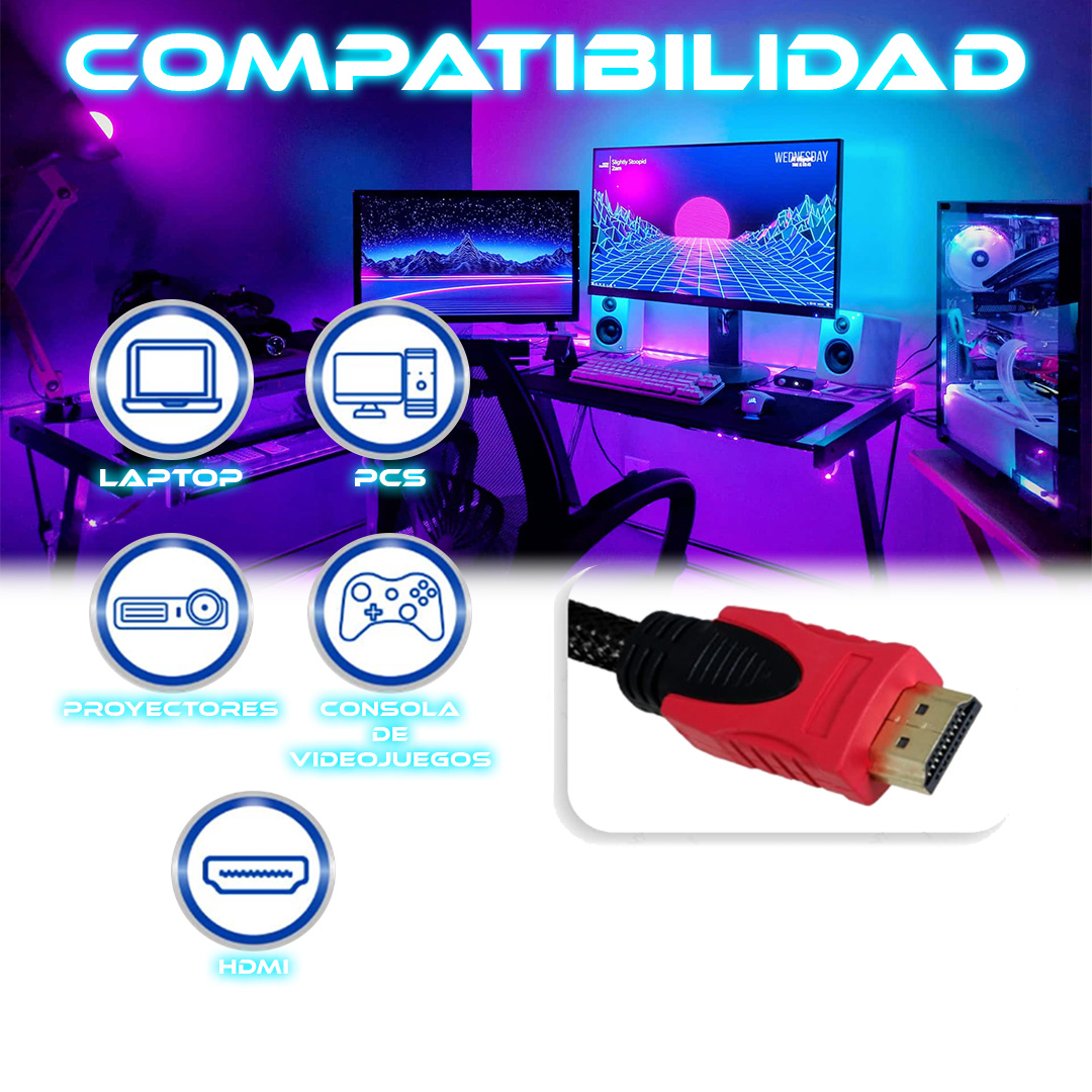 Foto 6 pulgar | Cable Hdmi 3 Metros Full Hd