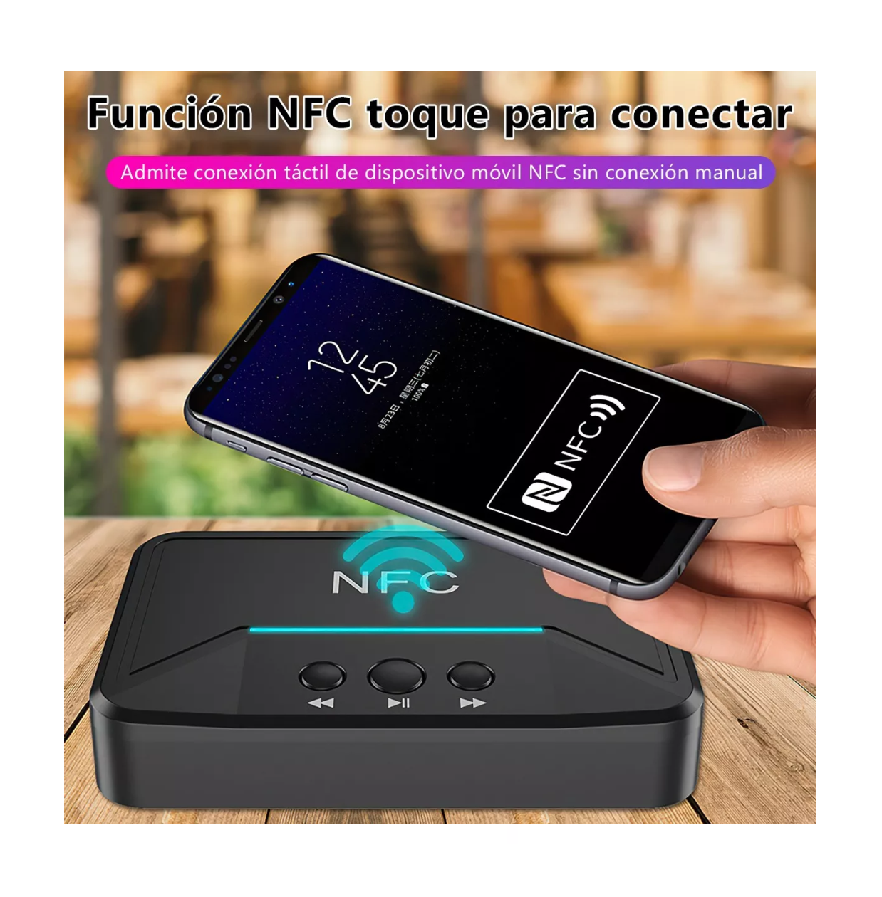 Foto 3 | Nfc Bluetooth5.0 Transmisor y Receptor Audio Estéreo Adaptador Negro