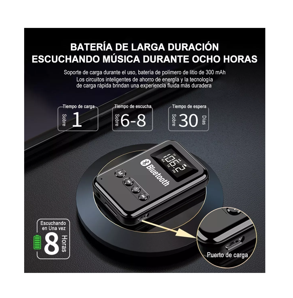 Foto 4 pulgar | Transmisor y Receptor Bluetooth 5.0 Lab.G para Pc Tv y Bocina Negro