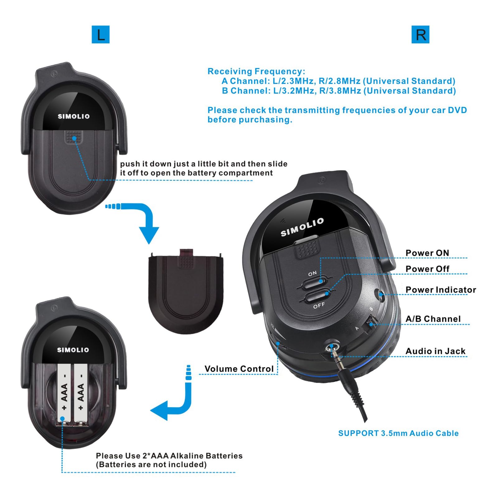 Foto 3 pulgar | Auriculares Infrarrojos Inalámbricos Simolio Para Dvd/tv De Coche Uconnect Ves - Venta Internacional.
