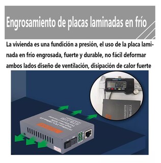 Foto 3 | Convertidores Fibra Óptica Medios 10/100 Ethernet 25km 1 Par, Gris