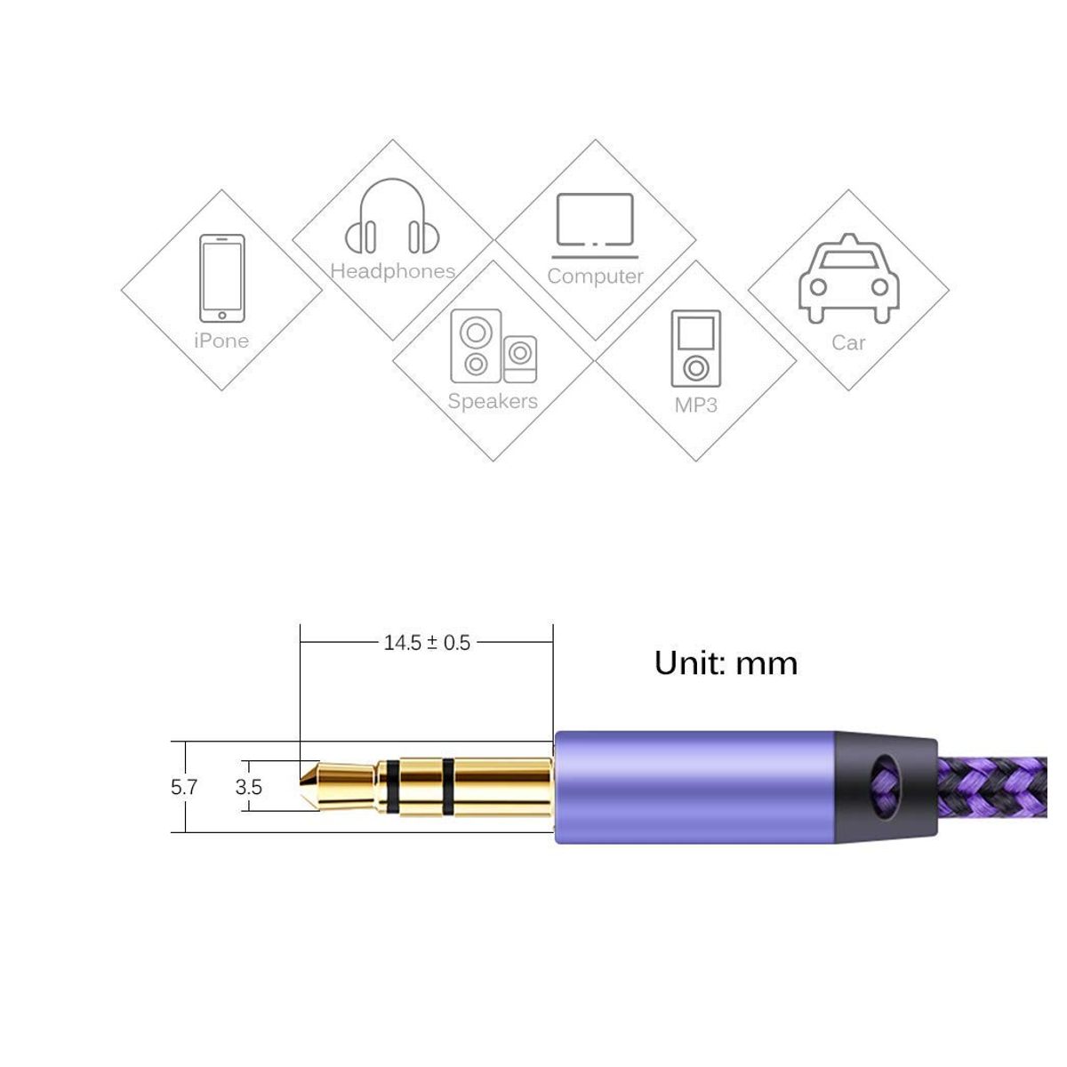 Foto 2 | Cable De Audio Auxiliar Plug 3.5mm A 3.5mm