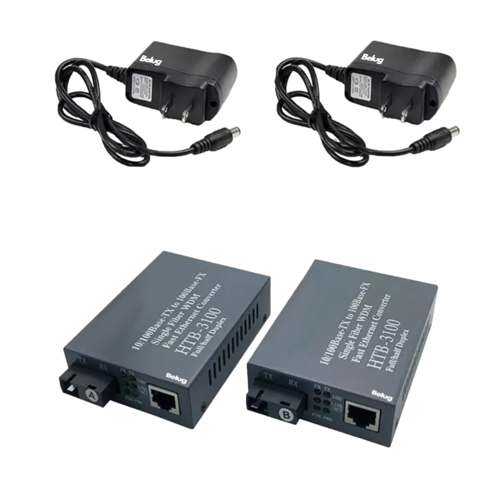 Convertidores Fibra Óptica Medios 10/100 Ethernet 25km 1 Par, Gris Belug