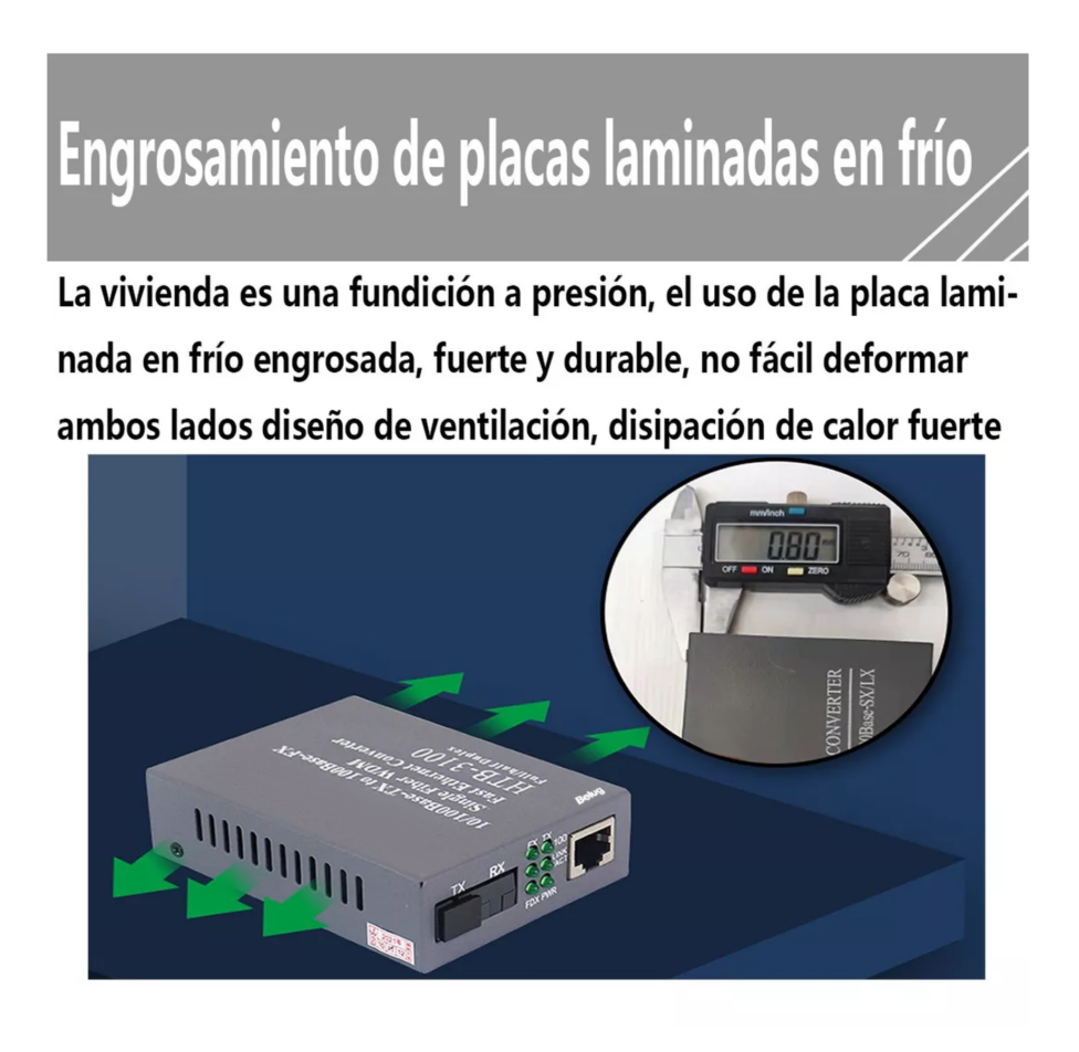 Foto 3 | Convertidores Fibra Óptica Medios 10/100 Ethernet 25km 1 Par, Gris Belug