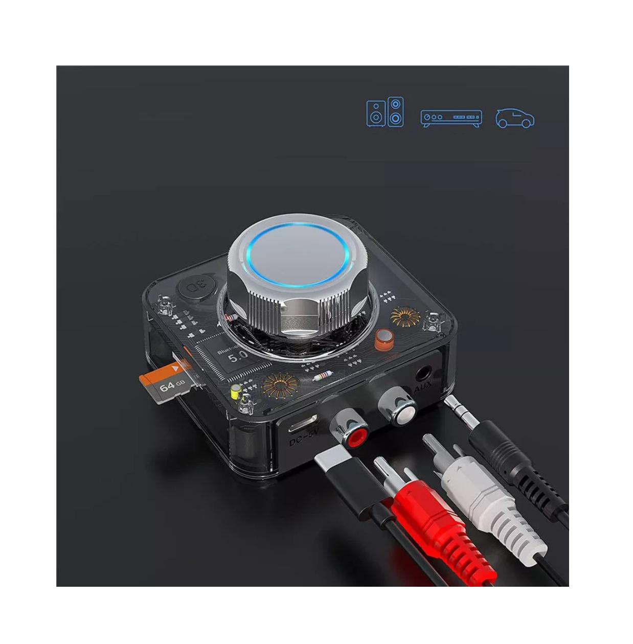 Foto 2 | Receptor Bluetooth Belug 5.0 3d Para Auto Con Toma Aux De 3.5mm Negro