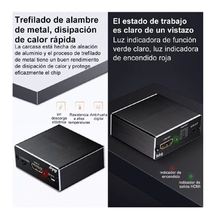 Foto 3 | Hdmi Extractor De Audio Divisor Óptico Belug Coaxial 3.5mm, Negro