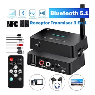 Foto 3 | Nfc Bluetooth5.1 Transmisor/receptor Audio Estéreo Adaptador Eo Safe Imports Esi-18636 Negro