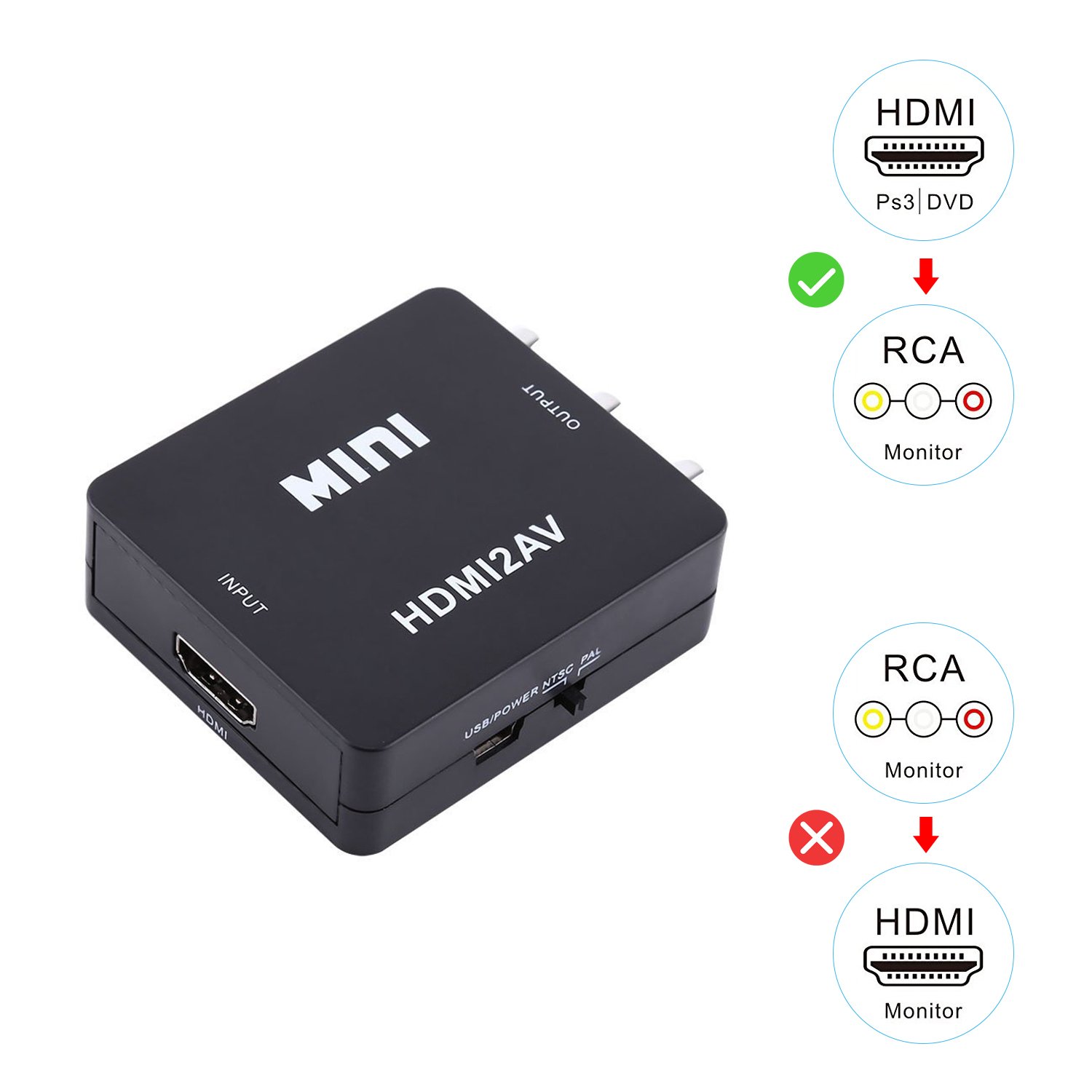 Foto 7 | Adaptador Y Conversor Hdmi A Rca De Vídeo Compuesto Y Audio 1080p - Venta Internacional.