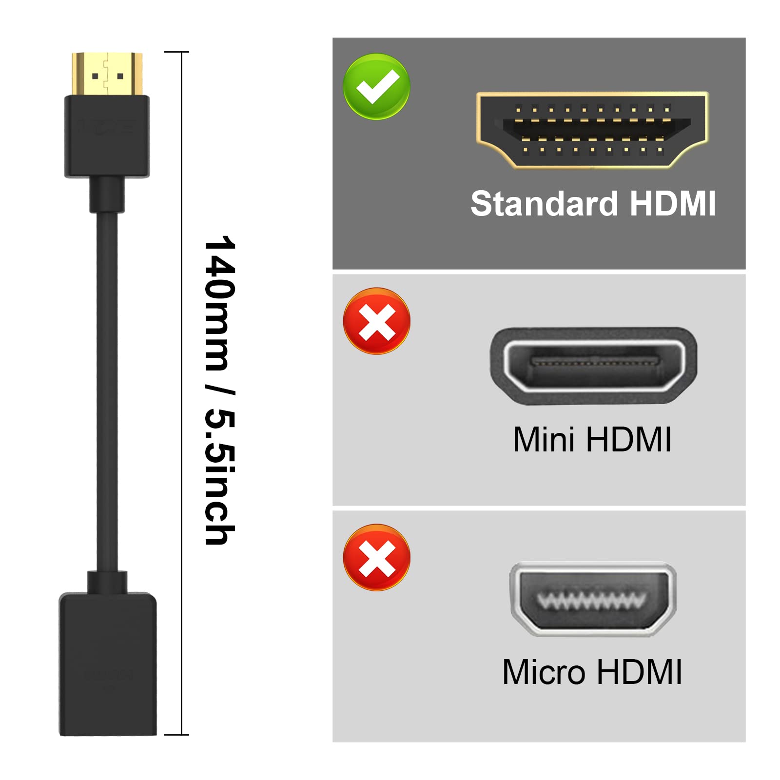 Foto 7 pulgar | Extensión De Adaptador Giratorio Hdmi Macho A Hembra De 14 Cm, Paquete De 2 Vce - Venta Internacional.