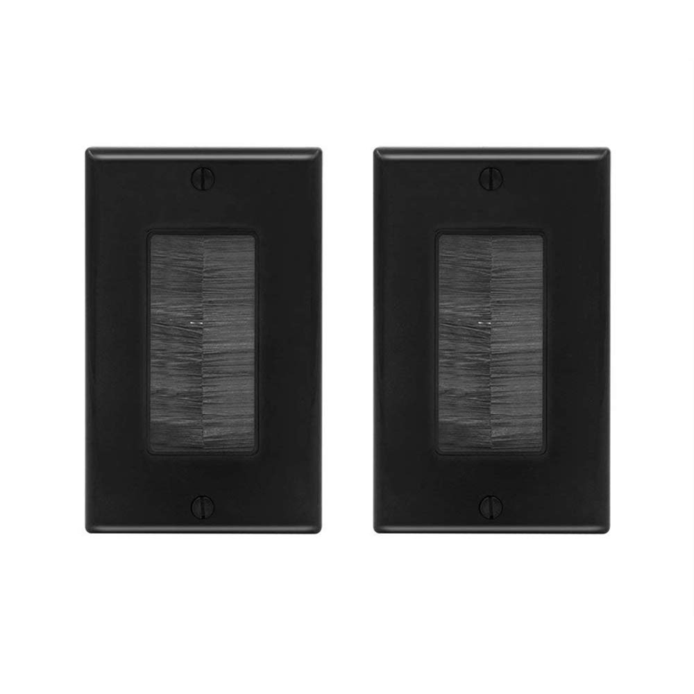 Brush Wall Plate Vce, Certificado Ul, Cable Pasante, Paquete De 2 Unidades, Color Negro - Venta Internacional.
