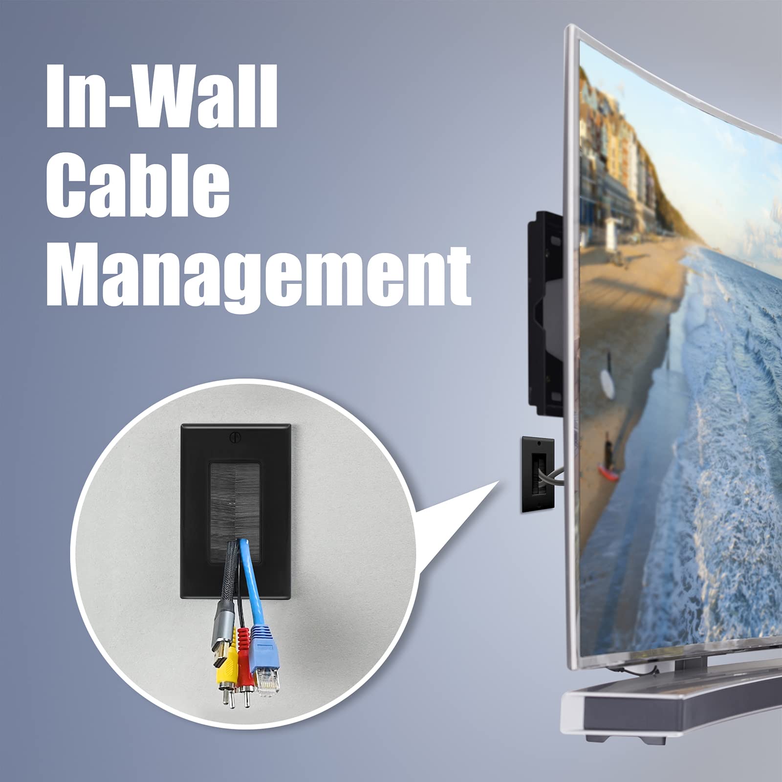 Foto 2 | Brush Wall Plate Vce, Certificado Ul, Cable Pasante, Paquete De 2 Unidades, Color Negro - Venta Internacional.